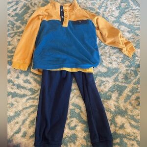 Carter's Blue and Mustard Colorblock Fleece Set